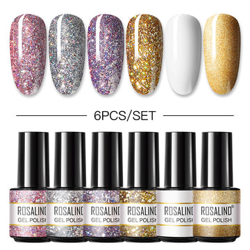 Rosalind Mini Soak Off Professional Nail Art Gel Polish Set 6PCS Nail Art Design LED/UV Lamp